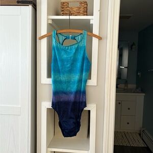 Jantzen Turquoise and Beige Swimsuit